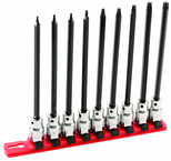 9 Piece - T8; T9; T10; T15; T20; T25; T27; T30; T40 - 6" OAL - 3/8" Drive Torx Bit Socket Set - Grade Industrial Supply