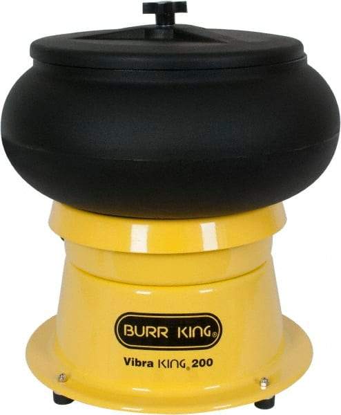 Burr King - 0.66 Cu Ft, 1/5 hp, Vibratory Tumbler - Adjustable Amplitude, Flow Through Drain - Grade Industrial Supply