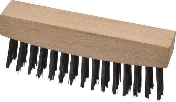 Weiler - 3 Rows x 15 Columns Steel Scratch Brush - 4-1/2" Brush Length, 4-5/8" OAL, 1-1/8" Trim Length, Wood Straight Handle - Grade Industrial Supply