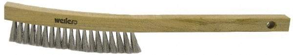 Weiler - 4 Rows x 18 Columns Stainless Steel Plater Brush - 5" Brush Length, 10" OAL, 1" Trim Length, Wood Shoe Handle - Grade Industrial Supply