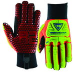 Synthetic Leather Double Palm Reinforced Red Silicone Palm Gloves Large - Grade Industrial Supply