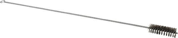 Schaefer Brush - 3" Long x 1" Diam Stainless Steel Long Handle Wire Tube Brush - Single Spiral, 27" OAL, 0.007" Wire Diam, 3/8" Shank Diam - Grade Industrial Supply