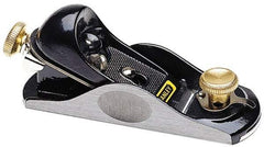 Stanley - 6-3/8" OAL, 1-5/8" Blade Width, Block Plane - High Carbon Steel Blade, Cast Iron Body - Grade Industrial Supply