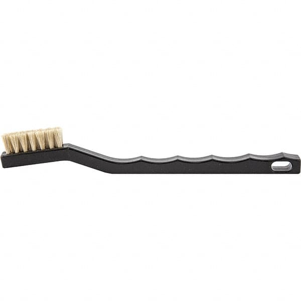 Brush Research Mfg. - 2 Rows x 7 Columns Hair Scratch Brush - 1/2" Brush Length, 7-1/4" OAL, 1/2 Trim Length, Plastic Curved Back Handle - Grade Industrial Supply