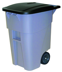 50 Gallon Brute Rollout Containter with Lid. Heavy-duty, 8" wheels - Grade Industrial Supply