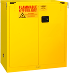 30 Gallon - All welded - FM Approved - Flammable Safety Cabinet - Self-closing Doors - 1 Shelf - Safety Yellow - Grade Industrial Supply