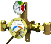 Guardian tempering valve blends hot and cold water to deliver tepid water. Flow capacity is 3.0 to 34 GPM, for use with a single emergency shower, or multiple eyewash, eye/face wash, eyewash/drench hose or drench hose units. - Grade Industrial Supply