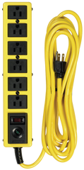 6 Outlet - Black/Yellow - Surge Protector/Circuit Breaker - Grade Industrial Supply