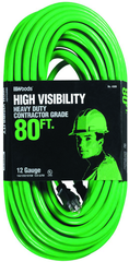 80' Ext. Cord Extra HD 1-Outlet- Neon High Visibility - Grade Industrial Supply