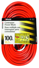 Extension Cord - 100' Extra HD 3-Outlet (Power Block) - Grade Industrial Supply