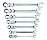 7 Piece - Flex-Head Combination Ratcheting Wrench Set SAE - Grade Industrial Supply