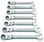 7 Piece - Flex-Head Metric Combination Ratcheting Wrench Set - Grade Industrial Supply