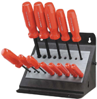 13 Piece - .050 - 3/8" Screwdriver Style - Ball End Hex Driver Set with Stand - Grade Industrial Supply