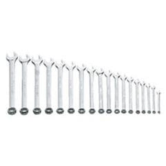 Snap-On/Williams Metric Combination Wrench Set -- 18 Pieces; 12PT Satin Chrome; Includes Sizes: 7; 8; 9; 10; 11; 12; 13; 14; 15; 16; 17; 18; 19; 20; 21; 22; 23; 24mm - Grade Industrial Supply