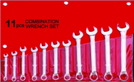 11 Piece - 12 Point - 6; 8; 9; 10; 11; 12; 13; 15; 17; 18; 19mm - Metric Combination Wrench Set - Grade Industrial Supply