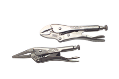 Locking Plier Set -- 2pc. Chrome Plated- Includes: 6" Long Nose; 7" Curved Jaw - Grade Industrial Supply