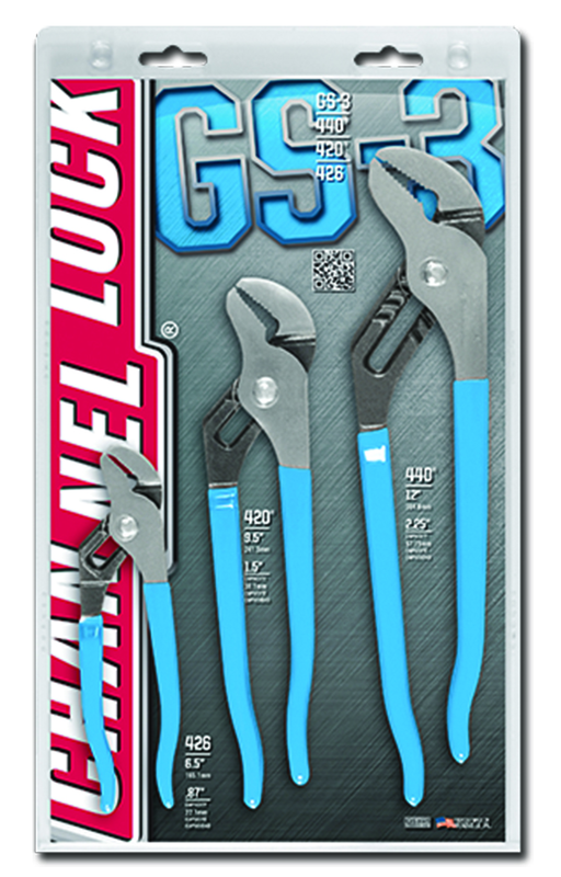 Channellock Tongue & Groove Plier Set -- #GS3; 3 Pieces; Includes: 6-1/2"; 9-1/2"; 12" - Grade Industrial Supply