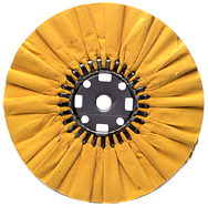 16 x 1-1/4'' (7 x 8'' Flange) - Cotton Treated - Stiff Yellow Sheeting for Non-Ferrous Metals Ventilated Bias Buffing Wheel - Grade Industrial Supply