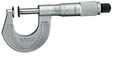 #256MRL-25 -  0 - 25mm Measuring Range - .01mm Graduation - Ratchet Thimble - High Speed Steel Face - Disc Micrometer - Grade Industrial Supply