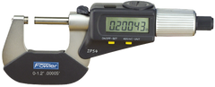 0 - 1"/0 - 25mm Measuring Range - .00005"/.001mm Resolution - Ratchet Thimble - Carbide Face - Electronic 4-Way Reading Outside Micrometer with SPC - Grade Industrial Supply