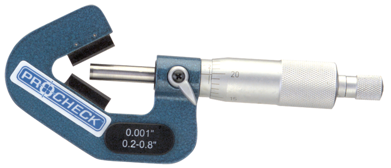 .8 - 1.4'' Measuring Range - .001 Graduation - Ratchet Thimble - High Speed Steel Face - 3-Flute V-Anvil Micrometer - Grade Industrial Supply