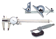 Kit Contains: 0-1" Outside Ratchet Micrometer; 6" Dial Caliper; 4 Piece 12" 4R Combination Square - 6 Piece Layout & Inspection Kit - Grade Industrial Supply