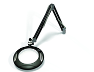 Green-Lite® 7-1/2" Black Round LED Magnifier; 43" Reach; Table Edge Clamp - Grade Industrial Supply