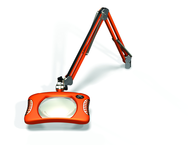 Green-Lite® 7" x 5-1/4"Brilliant Orange Rectangular LED Magnifier; 43" Reach; Table Edge Clamp - Grade Industrial Supply