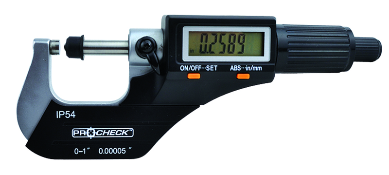 IP54 Electronic Micrometer - 0-1"/25.4mm Range - .00005"/.001mm Resolution - Output S4 Connector - Grade Industrial Supply