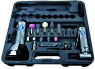 #2060 - Pneumatic Cut-Off Tool & Right Angle Grinder Kit - Includes: 1) each: Angle Die Grinder with collets; 3" Cut-Off Tool; Air Fitting (3) Cut-Off Wheels; (10) Mounted Points; (3) Spanner Wrenches; and Case - Grade Industrial Supply