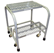 Model 1000; 5 Steps; 30 x 38'' Base Size - Steel Mobile Platform Ladder - Grade Industrial Supply