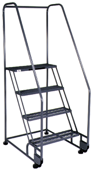 Model 4TR26E4; 4 Steps; 28 x 47'' Base Size - Tilt-N-Roll Ladder - Grade Industrial Supply