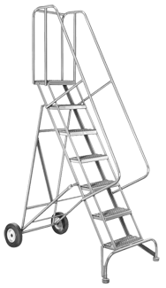 Model 6500; 8 Steps; 30 x 65'' Base Size - Roll-N-Fold Ladder - Grade Industrial Supply