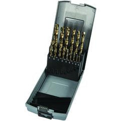 15 Pc. 1/16" - 1/2" by 32nds Cobalt Bronze Oxide Jobber Drill Set - Grade Industrial Supply