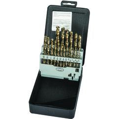 21 Pc. 1/16" - 3/8" by 64ths Cobalt Bronze Oxide Jobber Drill Set - Grade Industrial Supply