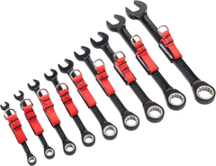 Proto® Tether-Ready 9 Piece Black Chrome Non-Reversible Combination Ratcheting Wrench Set - Spline - Grade Industrial Supply