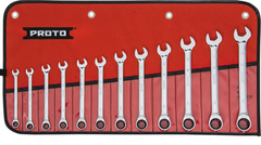 Proto® 12 Piece Full Polish Metric Combination Non-Reversible Ratcheting Wrench Set - 12 Point - Grade Industrial Supply