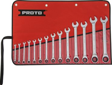 Proto® 14 Piece Full Polish Combination Non-Reversible Ratcheting Wrench Set - 12 Point - Grade Industrial Supply