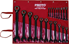 Proto® 20 Piece Black Chrome Reversible Combination Ratcheting Wrench Set - Spline - Grade Industrial Supply