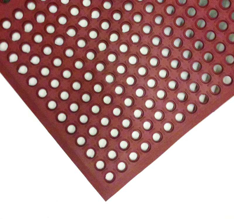 3' x 5' x 1/2" Thick Drainage MatÂ - Red - Grade Industrial Supply