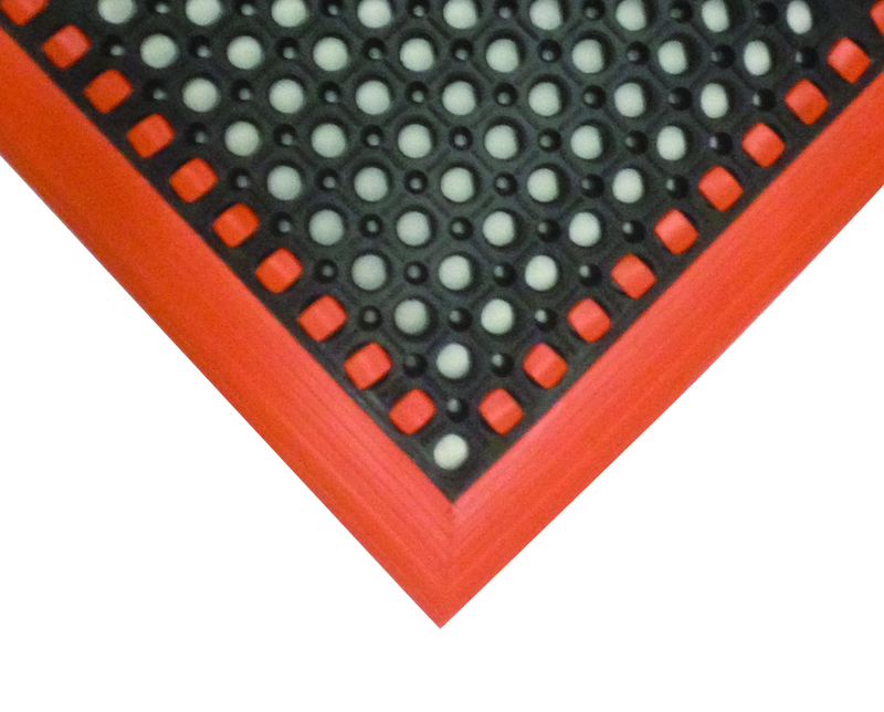 40" x 52" x 7/8" Thick Safety Wet / Dry Mat - Black / Orange - Grade Industrial Supply