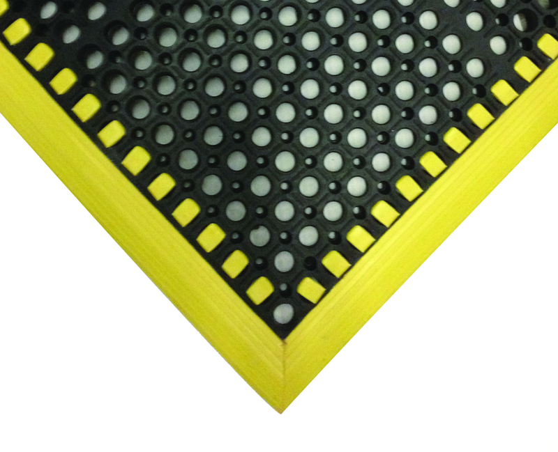 40" x 52" x 7/8" Thick Safety Wet / Dry Mat - Black / Yellow - Grade Industrial Supply