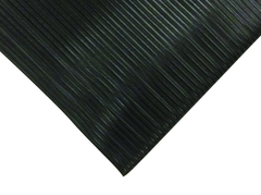 3' x 60' x 3/8" Thick Soft Comfort Mat - Black Standard Ribbed - Grade Industrial Supply