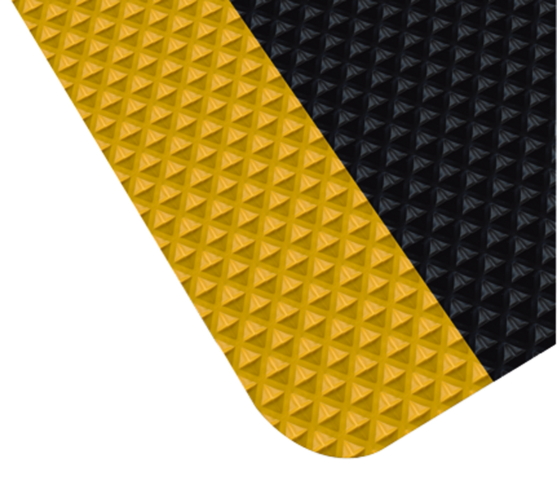 4' x 60' x 11/16" Thick Traction Anti Fatigue Mat - Yellow/Black - Grade Industrial Supply