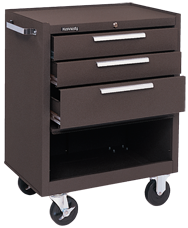 3-Drawer Roller Cabinet w/ball bearing Dwr slides - 35'' x 18'' x 27'' Brown - Grade Industrial Supply