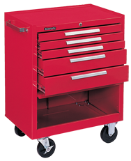 5-Drawer Roller Cabinet w/ball bearing Dwr slides - 35'' x 18'' x 27'' Red - Grade Industrial Supply