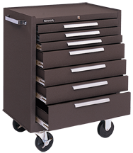 7-Drawer Roller Cabinet w/ball bearing Dwr slides - 35'' x 20'' x 29'' Brown - Grade Industrial Supply