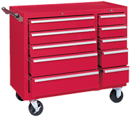 310X 10-Drawer Maintenance Cart - 35'' x 18'' x 39.38'' Red - Grade Industrial Supply