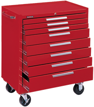 8-Drawer Roller Cabinet w/ball bearing Dwr slides - 40'' x 20'' x 34'' Red - Grade Industrial Supply