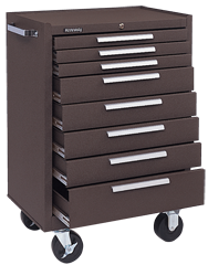 8-Drawer Roller Cabinet w/ball bearing Dwr slides - 39'' x 18'' x 27'' Brown - Grade Industrial Supply